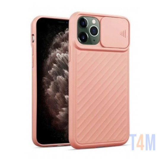 CAPA DE SILICONE COM PROTEÇÃO DE CÂMERA PARA APPLE IPHONE 11 PRO ROSA